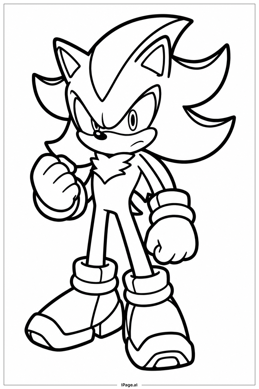  Página para colorear de Shadow Sonic con el Puño Cerrado 
