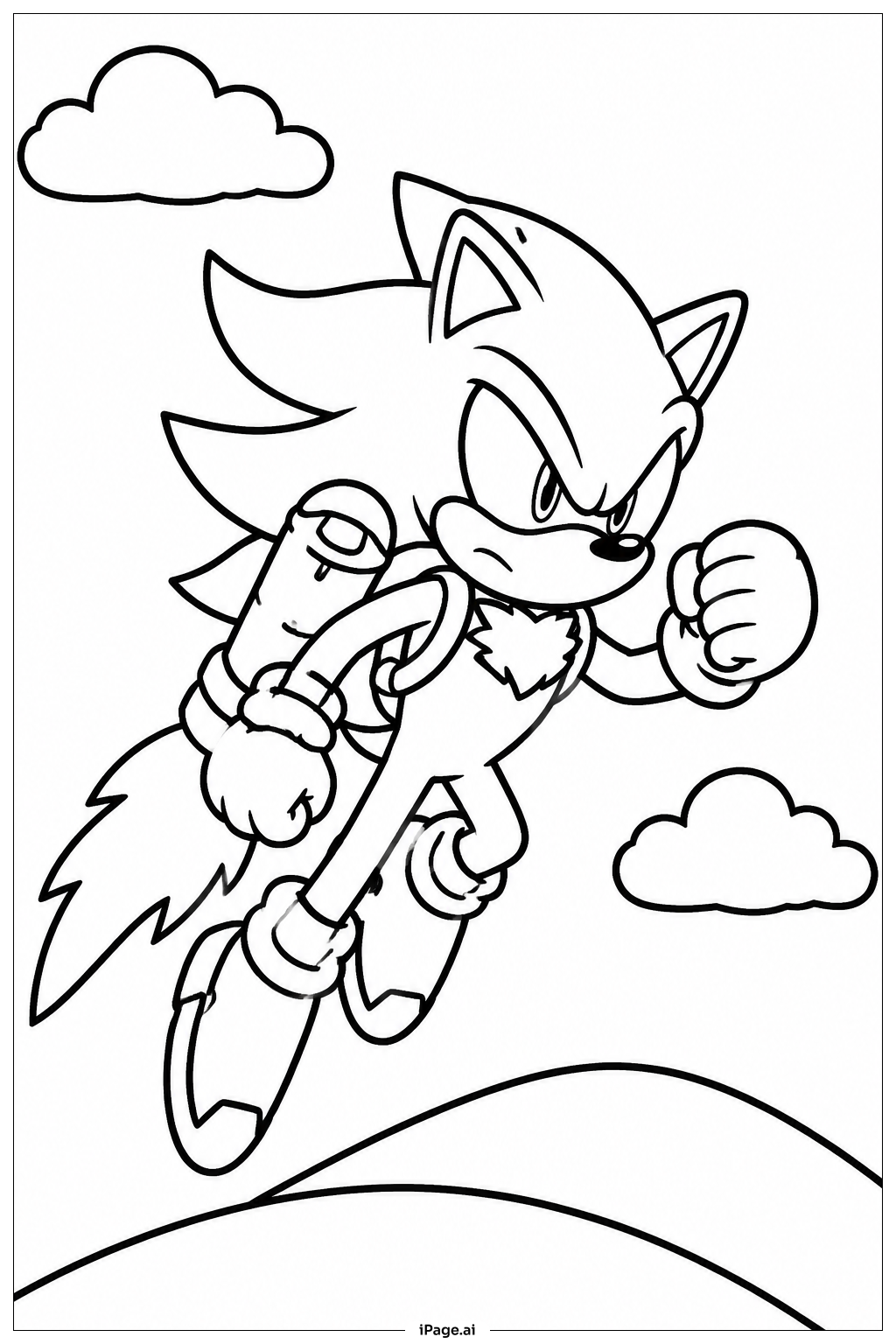 Página para colorir de Shadow Sonic Com Jetpack