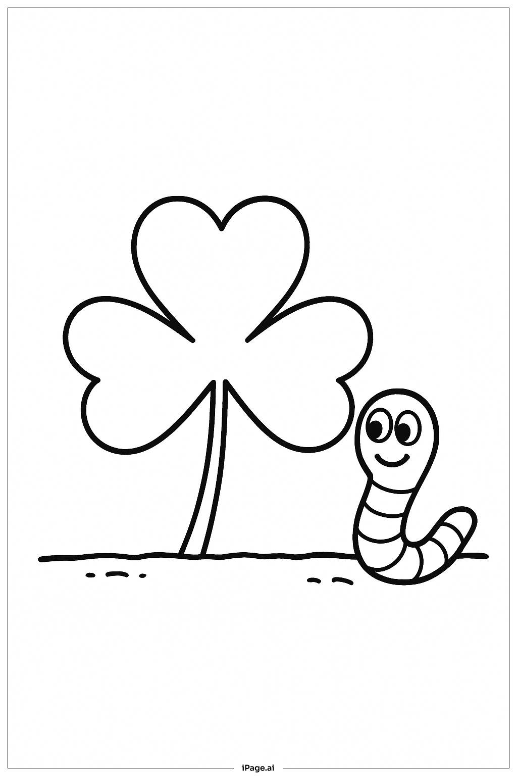  Kleeblatt und fröhlicher Wurm Ausmalseite 