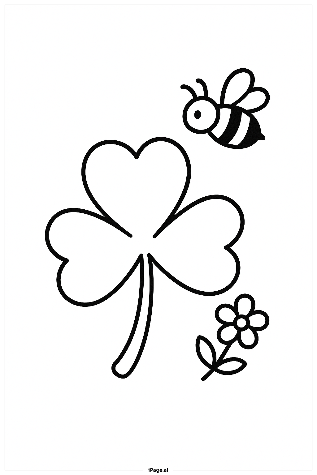  Kleeblatt und kleine Biene Ausmalseite 