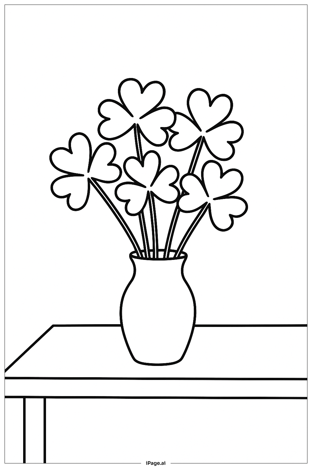  Klee-Bouquet in Vase Ausmalseite 