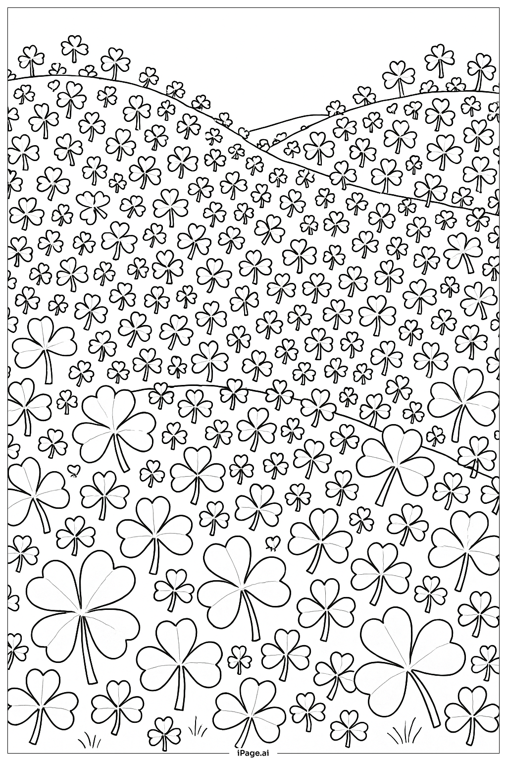 Kleeblattfeld mit sanften Hügeln Ausmalseite 