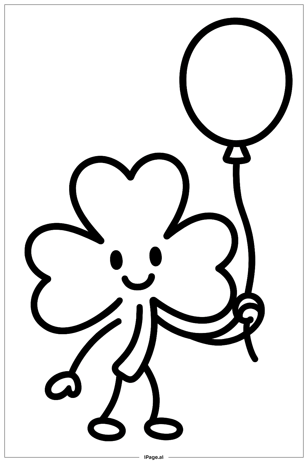  Kleeblatt hält Ballon Ausmalseite 