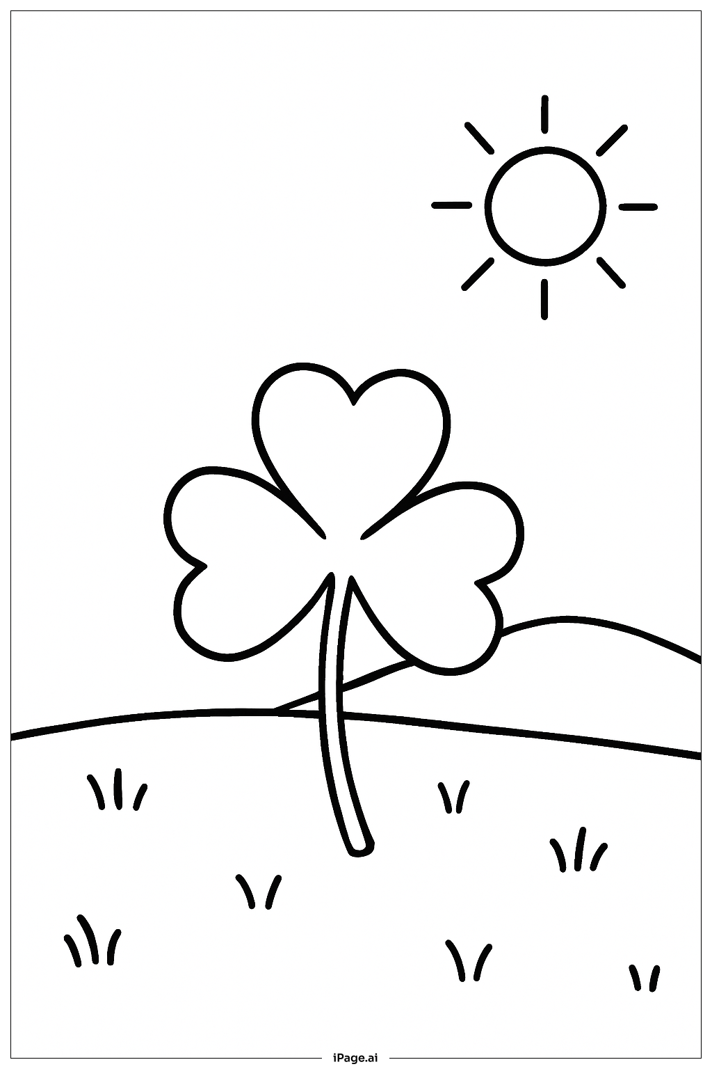  Kleeblatt in Wiesenlandschaft Ausmalseite 