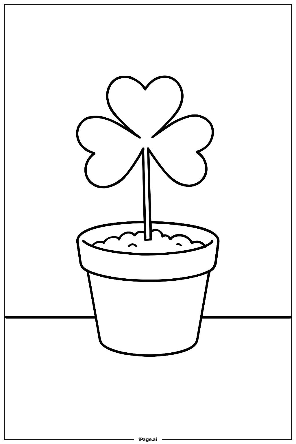  Kleeblatt im Topf mit Erde Ausmalseite 