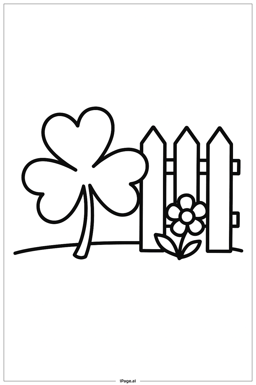  Kleeblatt neben Zeichentrick-Zaun Ausmalseite 