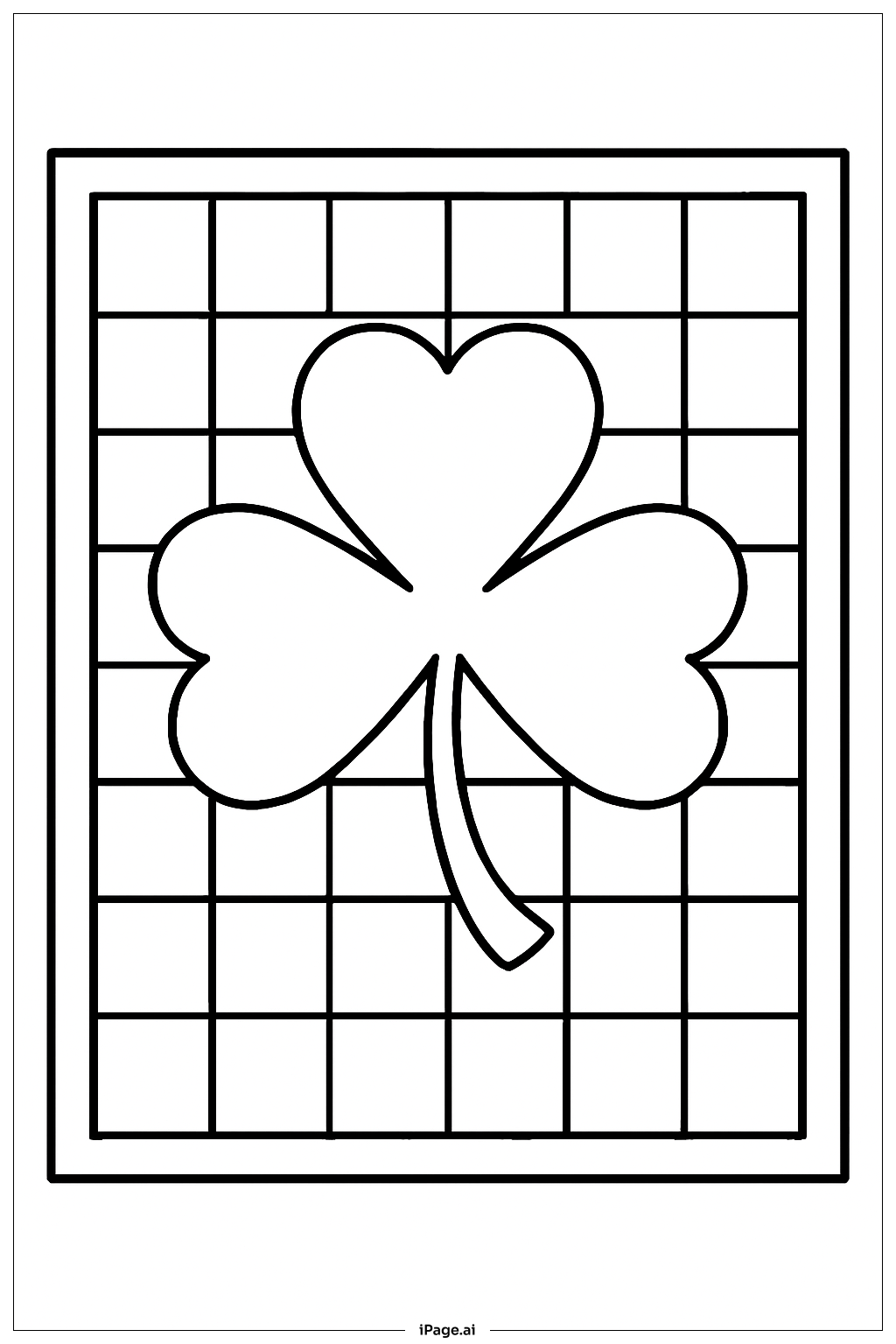  Kleeblatt auf Schachbrett-Matte Ausmalseite 