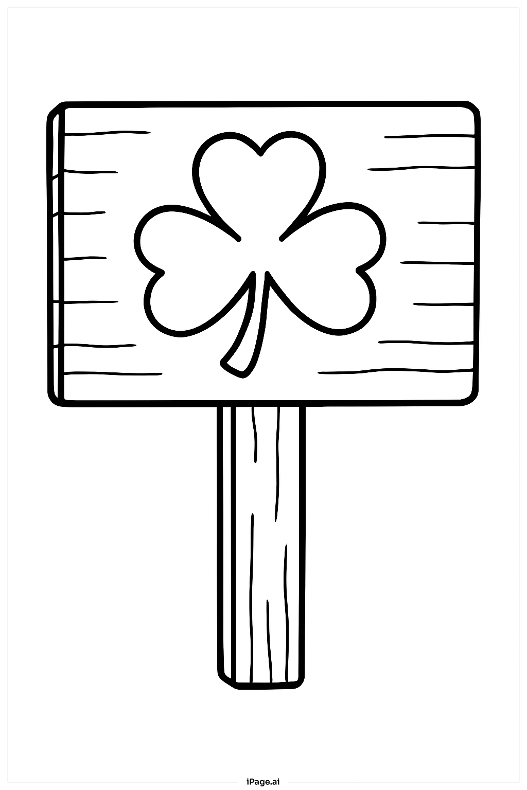  Kleeblatt auf Holzschild Ausmalseite 