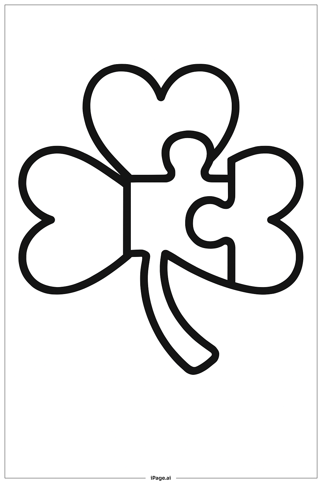  Kleeblatt-Puzzleteil Ausmalseite 