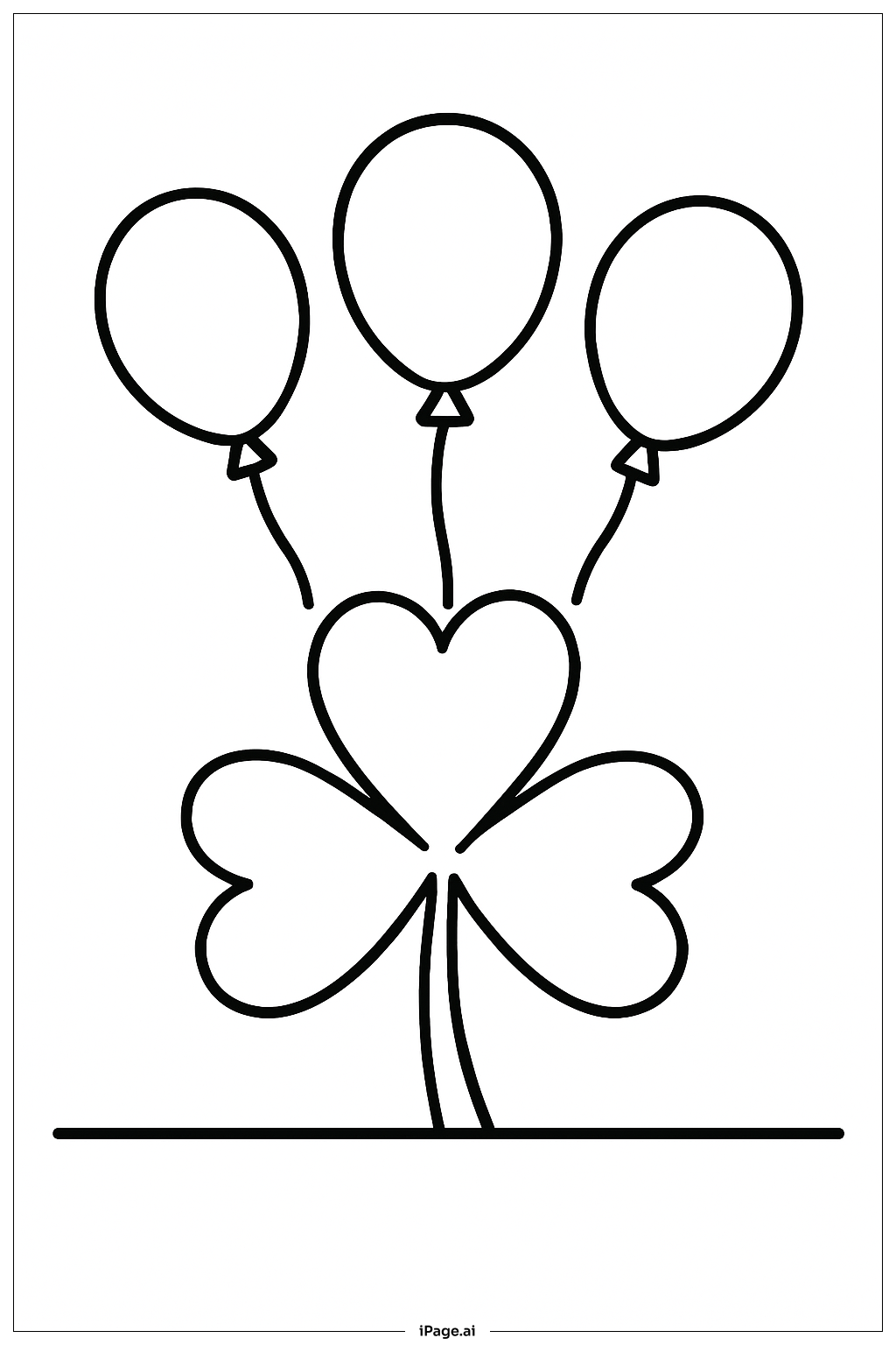  Kleeblatt mit Ballon-Party Ausmalseite 