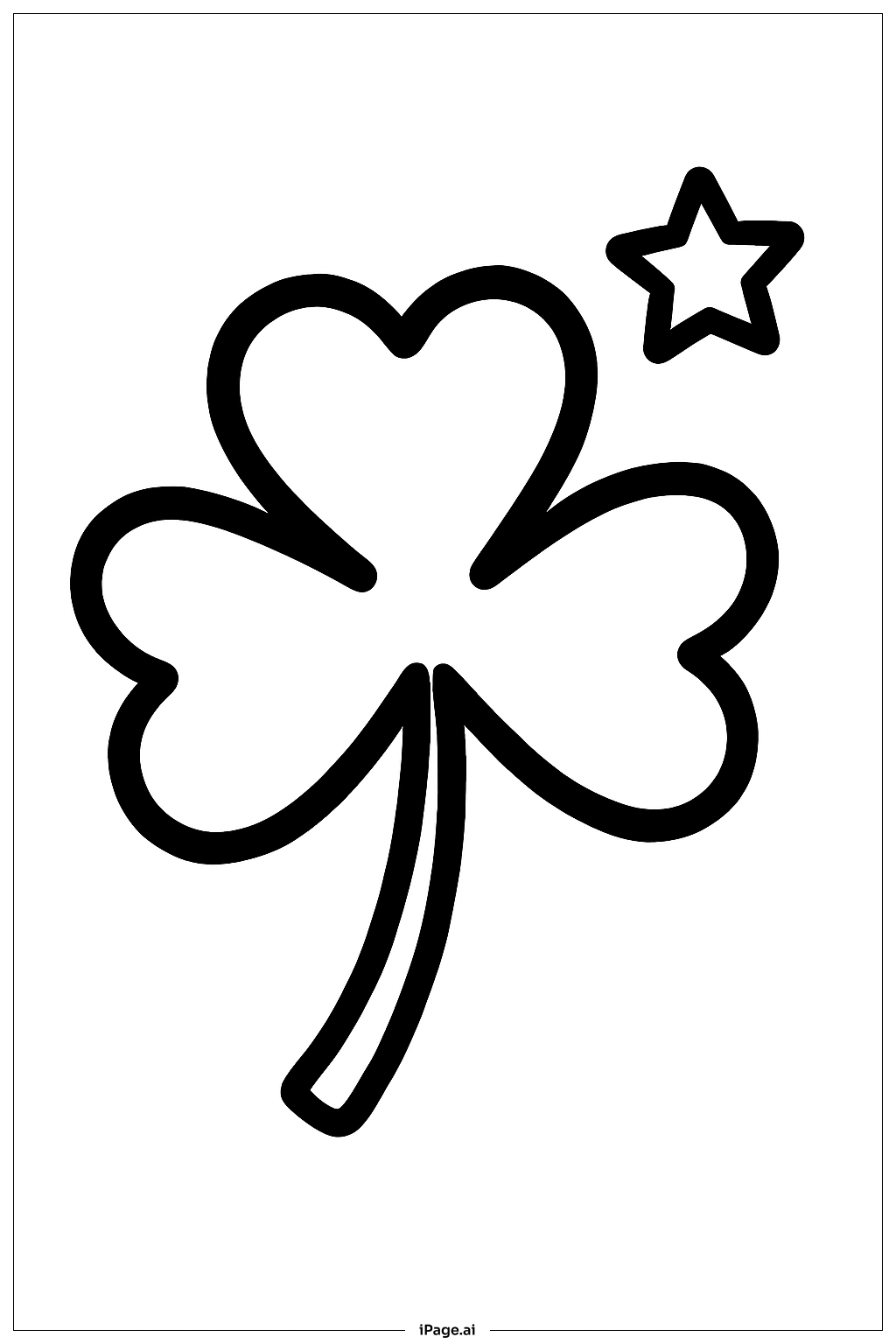  Kleeblatt mit Sternakzent Ausmalseite 