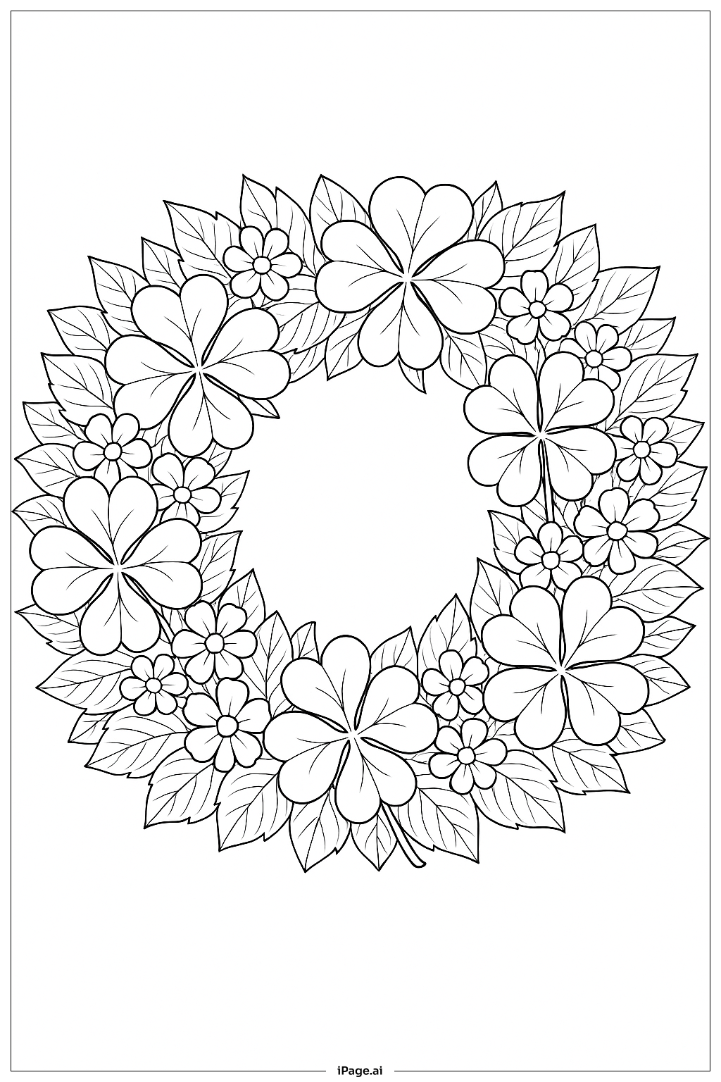 Kleeblatt-Kranz mit Blumen