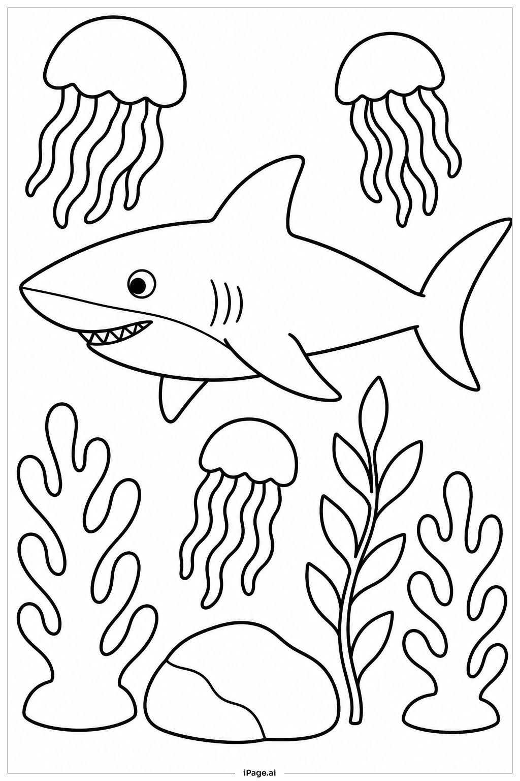  Shark And Jellyfish Lanterns Coloring Page 