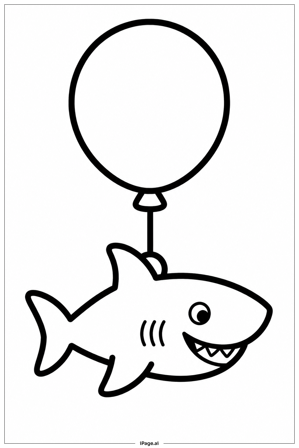  Shark Floating Balloon Coloring Page 