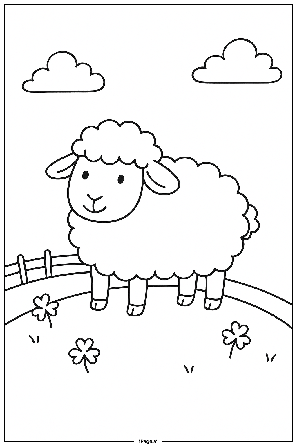  Sheep On Hill St. Patrick's Day Coloring Page 
