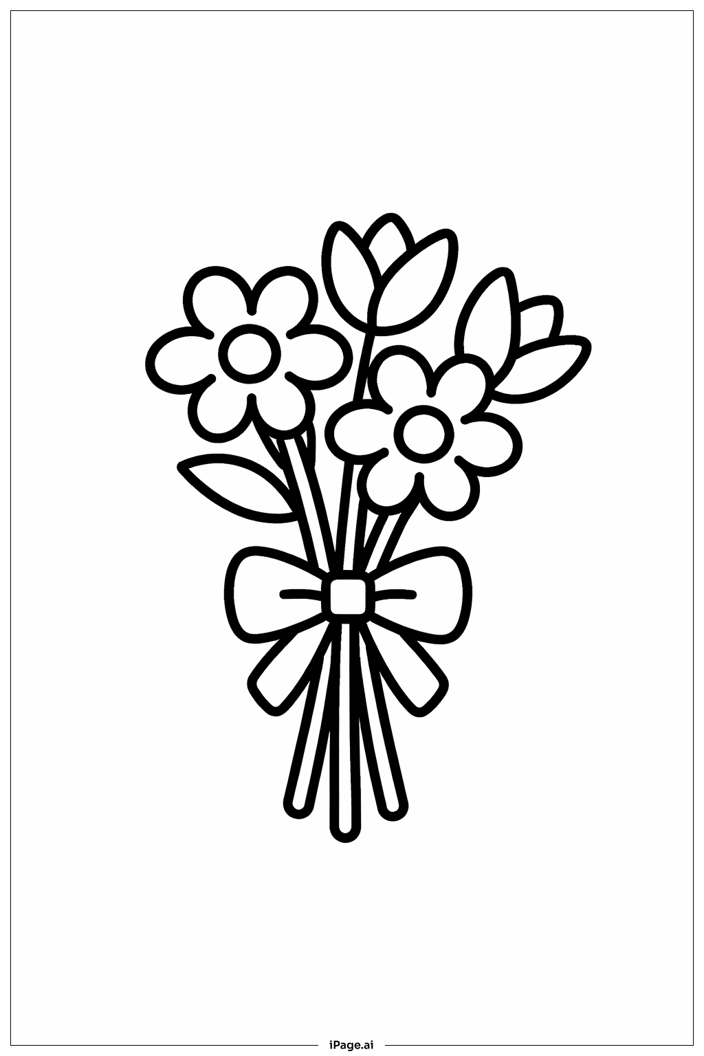 Simple Bouquet Flowers Coloring Page