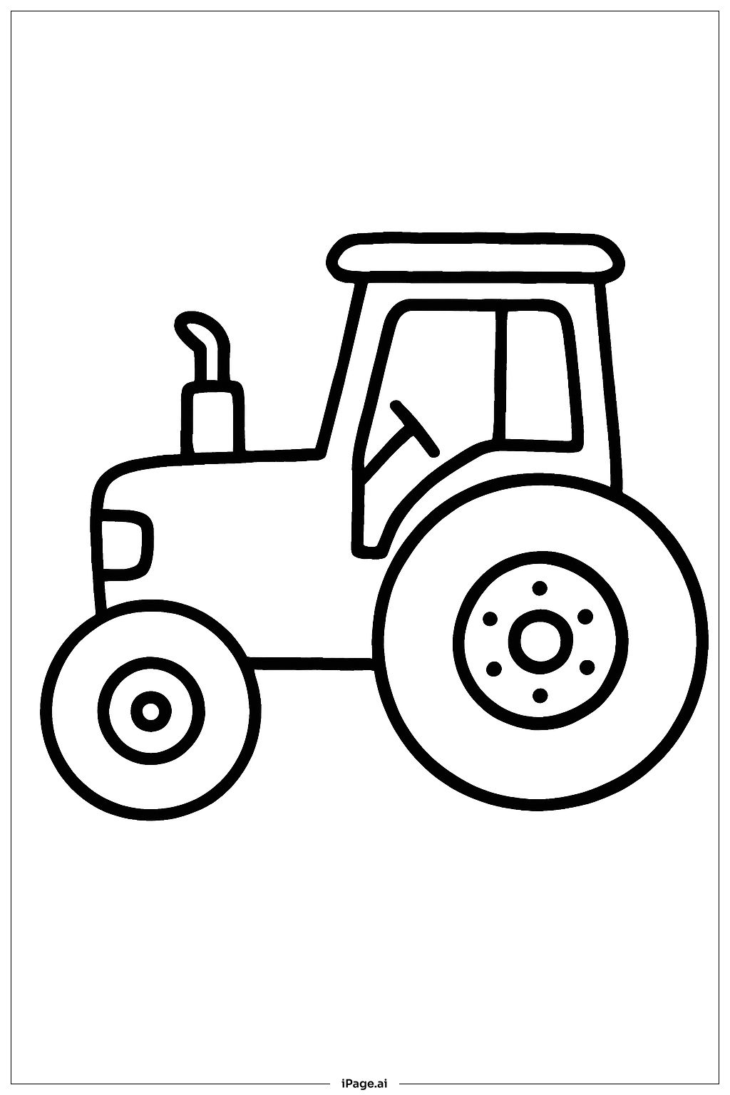  シンプルな農場トラクターの塗り絵ページ 