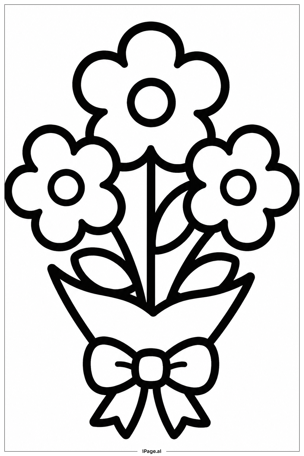 Simple Flower Bouquet Coloring Page