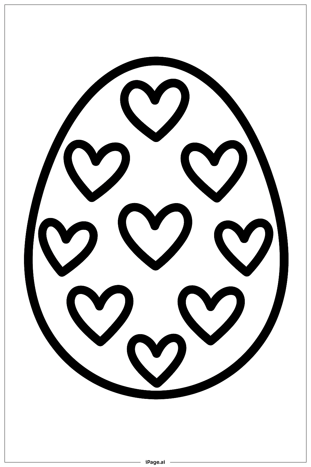  简单的爱心复活节彩蛋填色页 