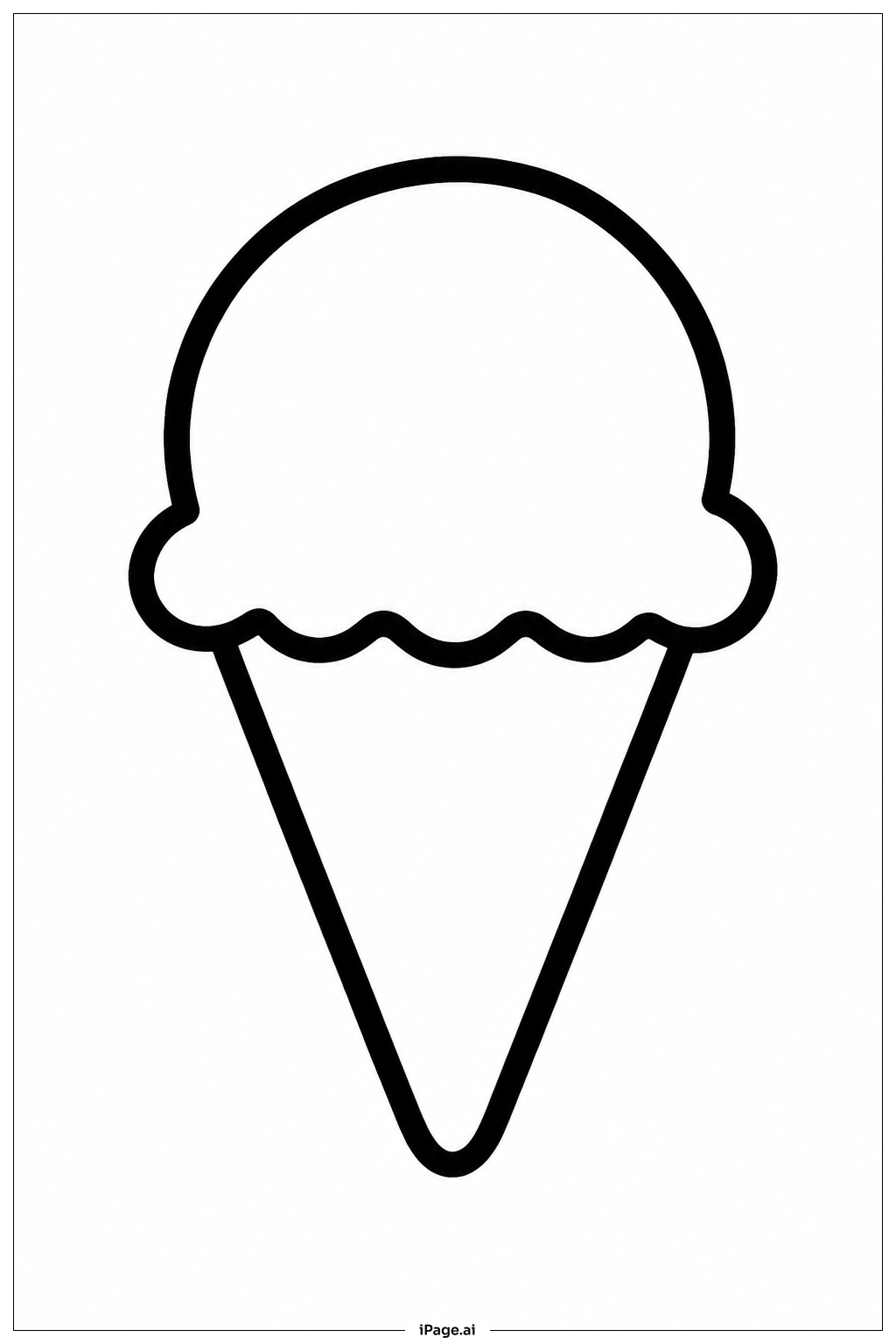 Simple Ice Cream Cone With Scoop Coloring Page 