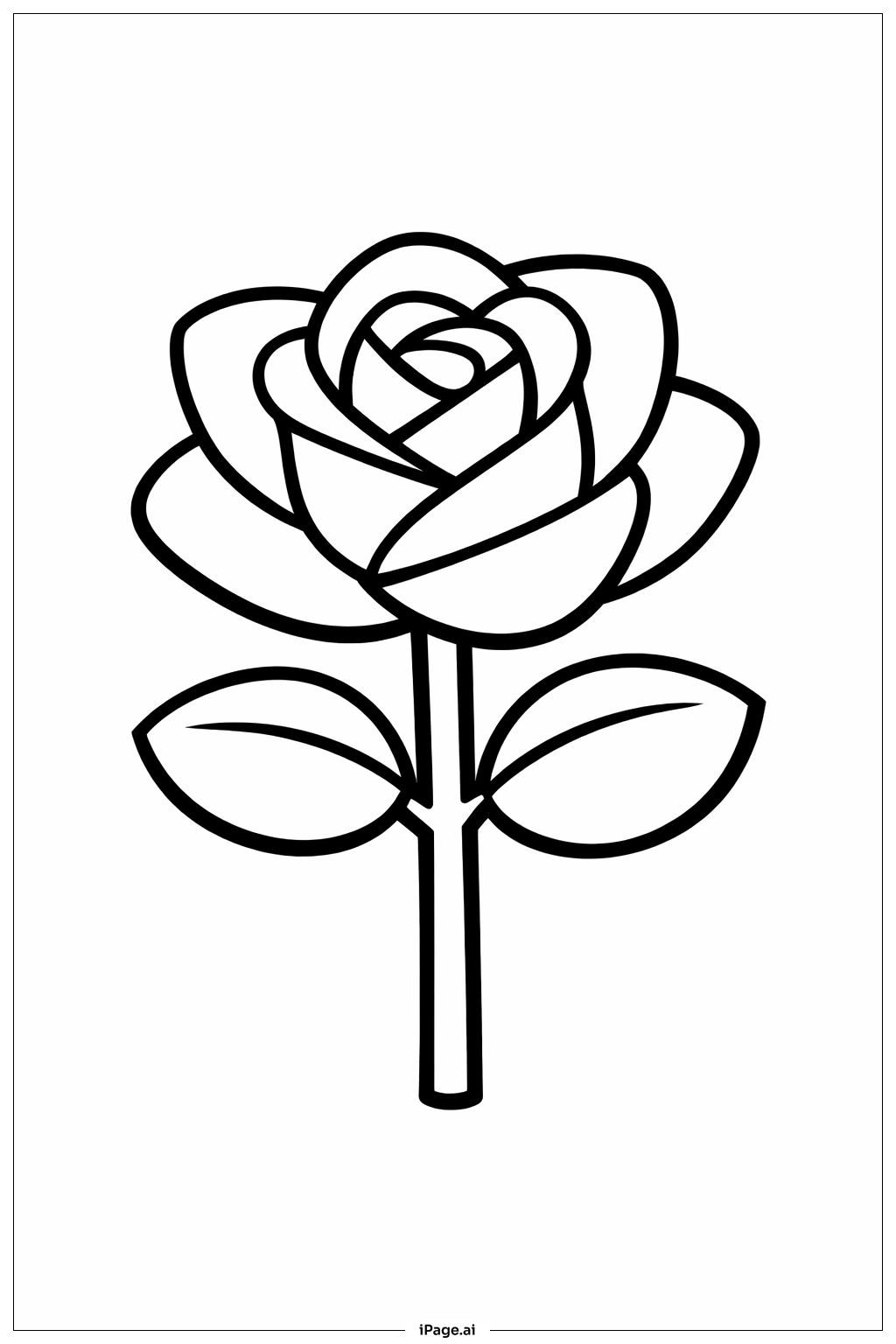 シンプルなバラの花の塗り絵ページ