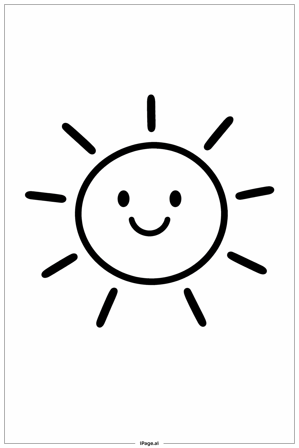  Page de coloriage Soleil Simple avec Rayons 