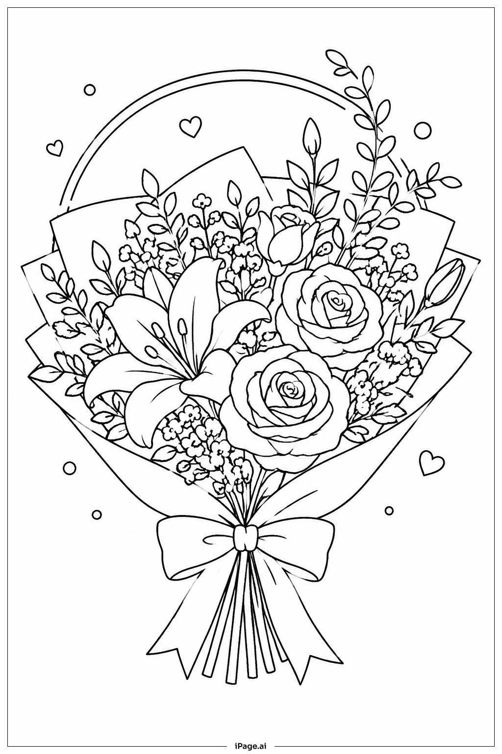 Simple Wedding Flower Bouquet Coloring Page