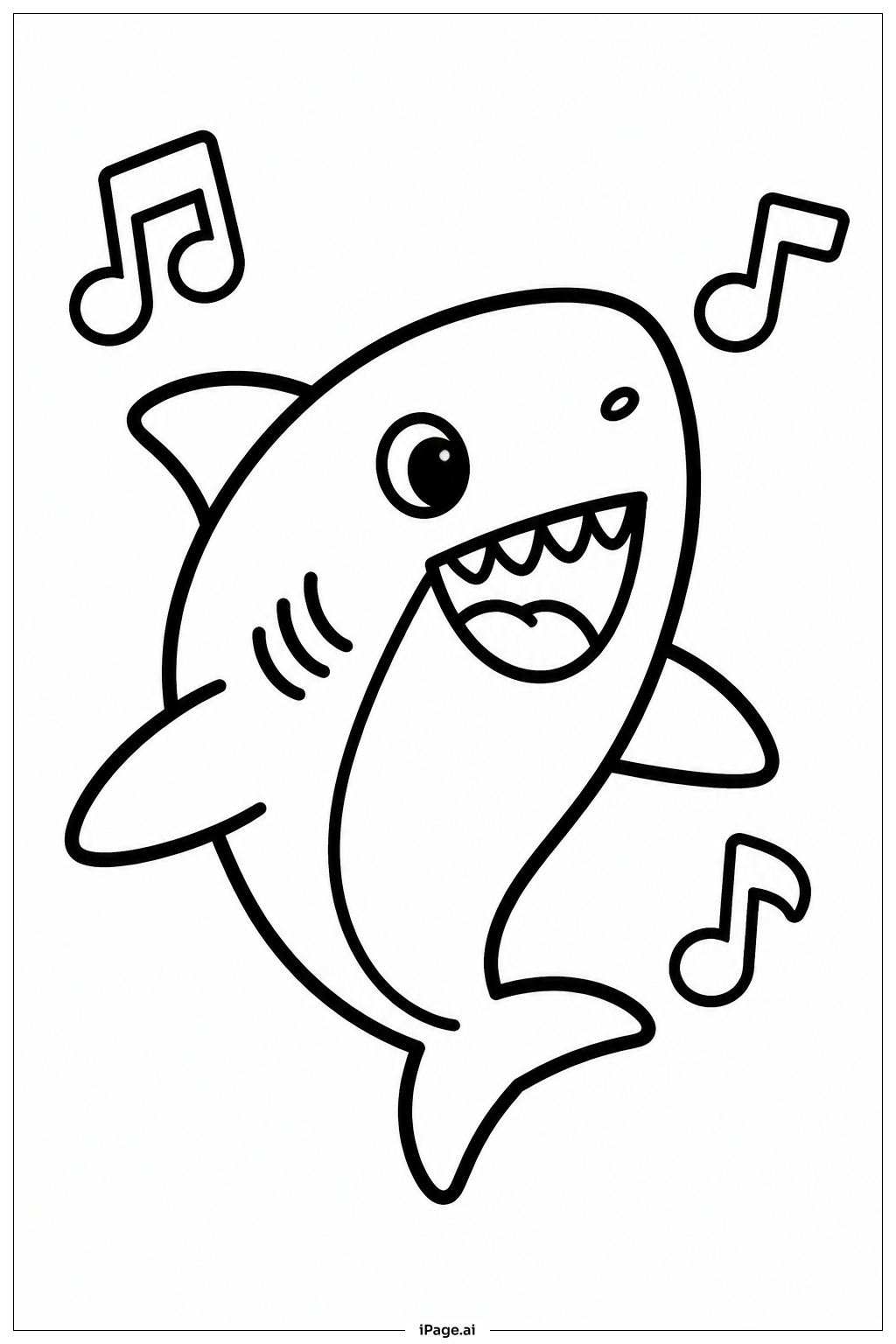  Singing Shark Coloring Page 