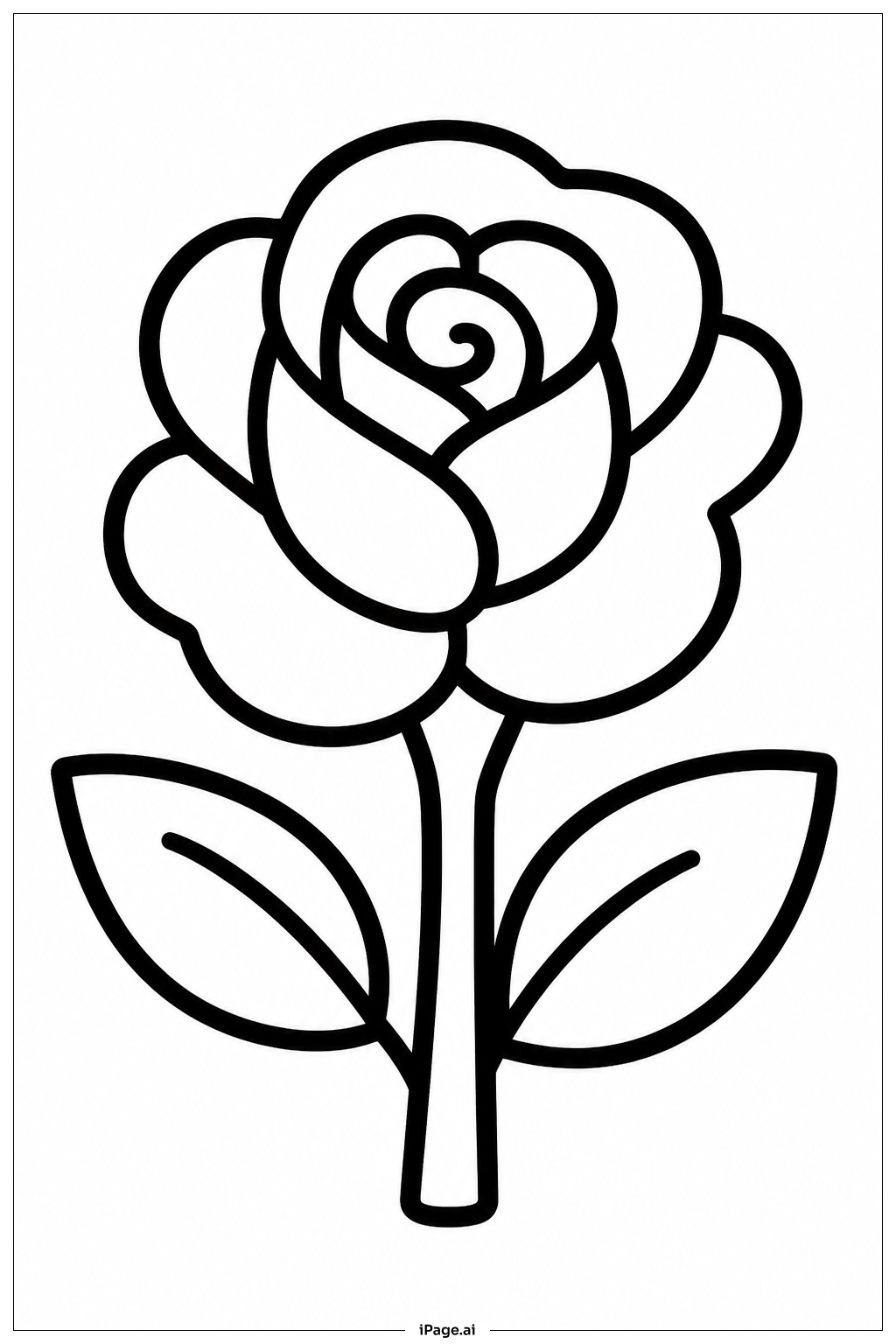 一輪のバラの花の塗り絵ページ