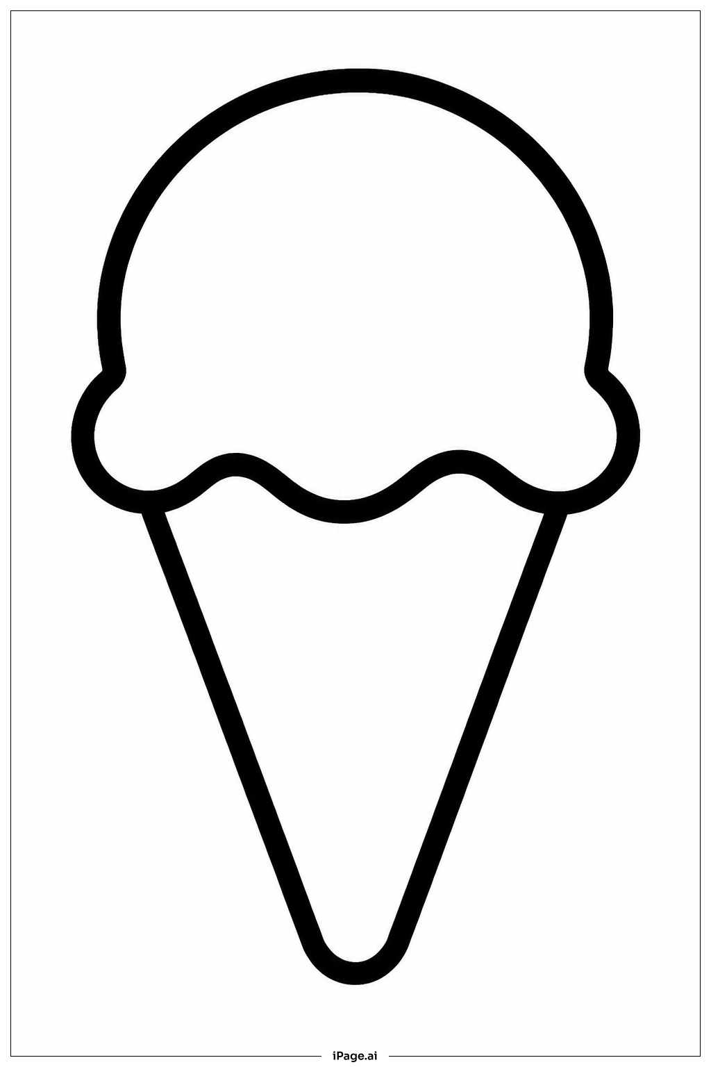  Single Scoop Ice Cream Cone Coloring Page 