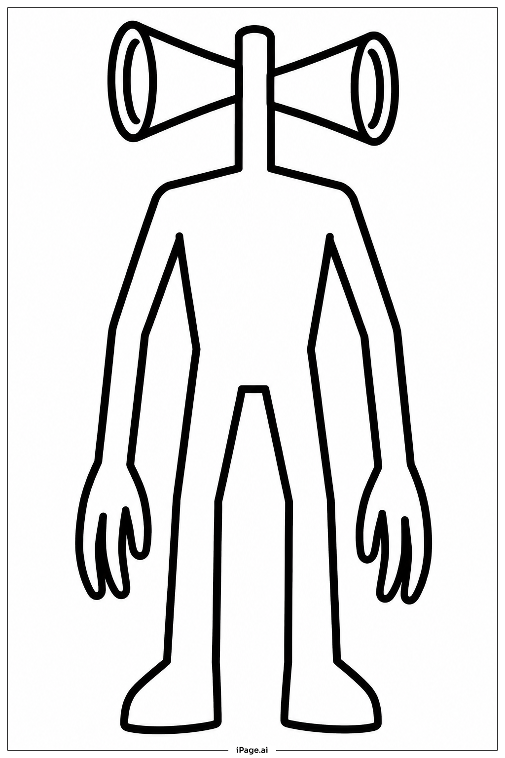  Siren Head Front Pose Coloring Page 