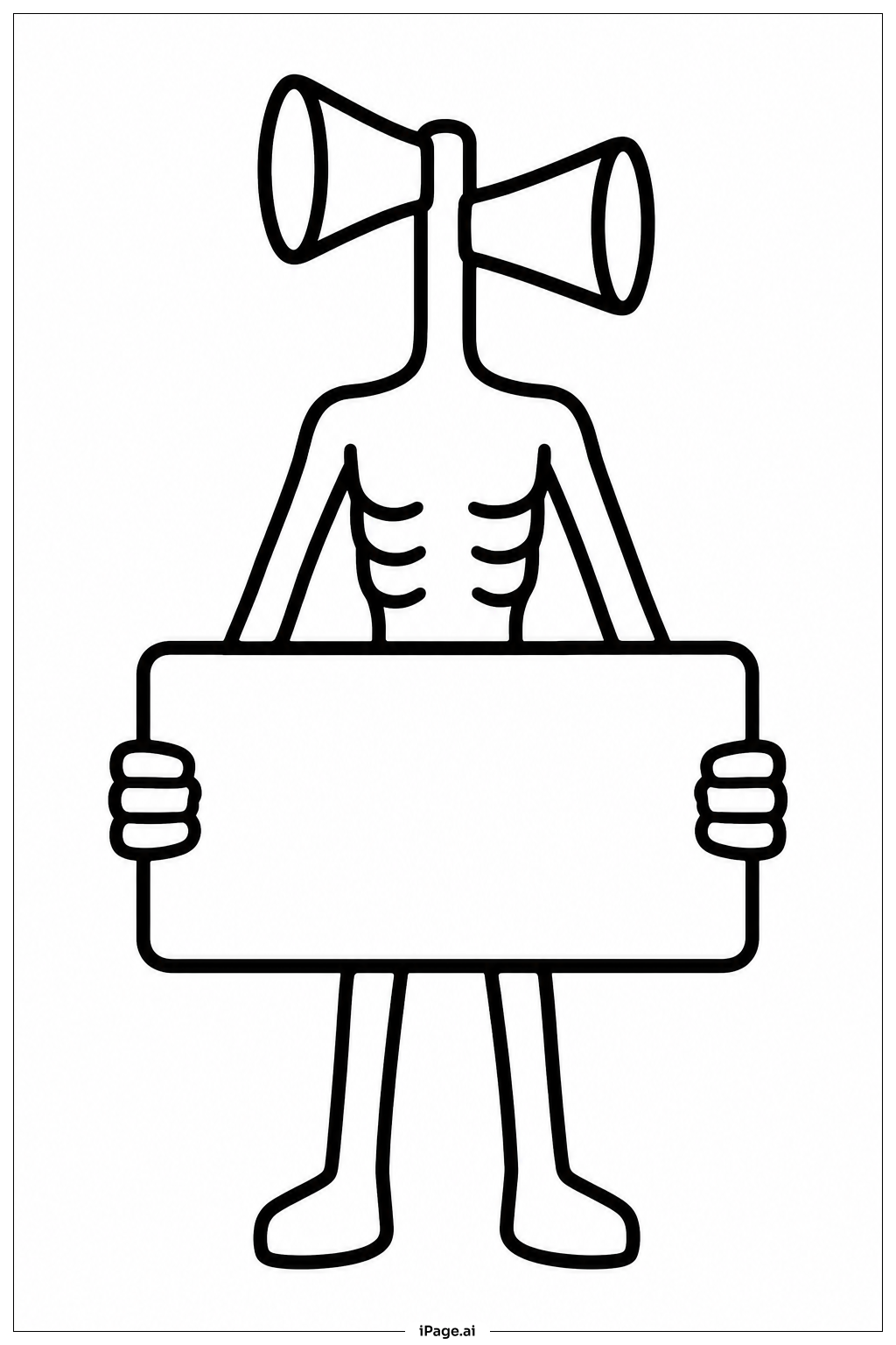  Siren Head Holding Sign Coloring Page 