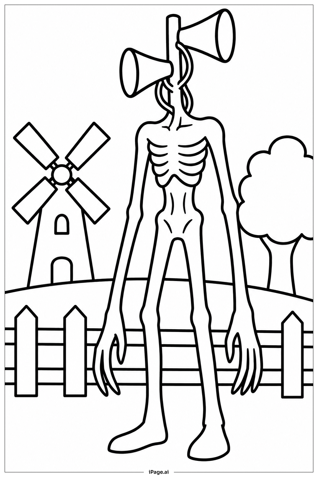  Siren Head Near Windmill Ausmalseite 