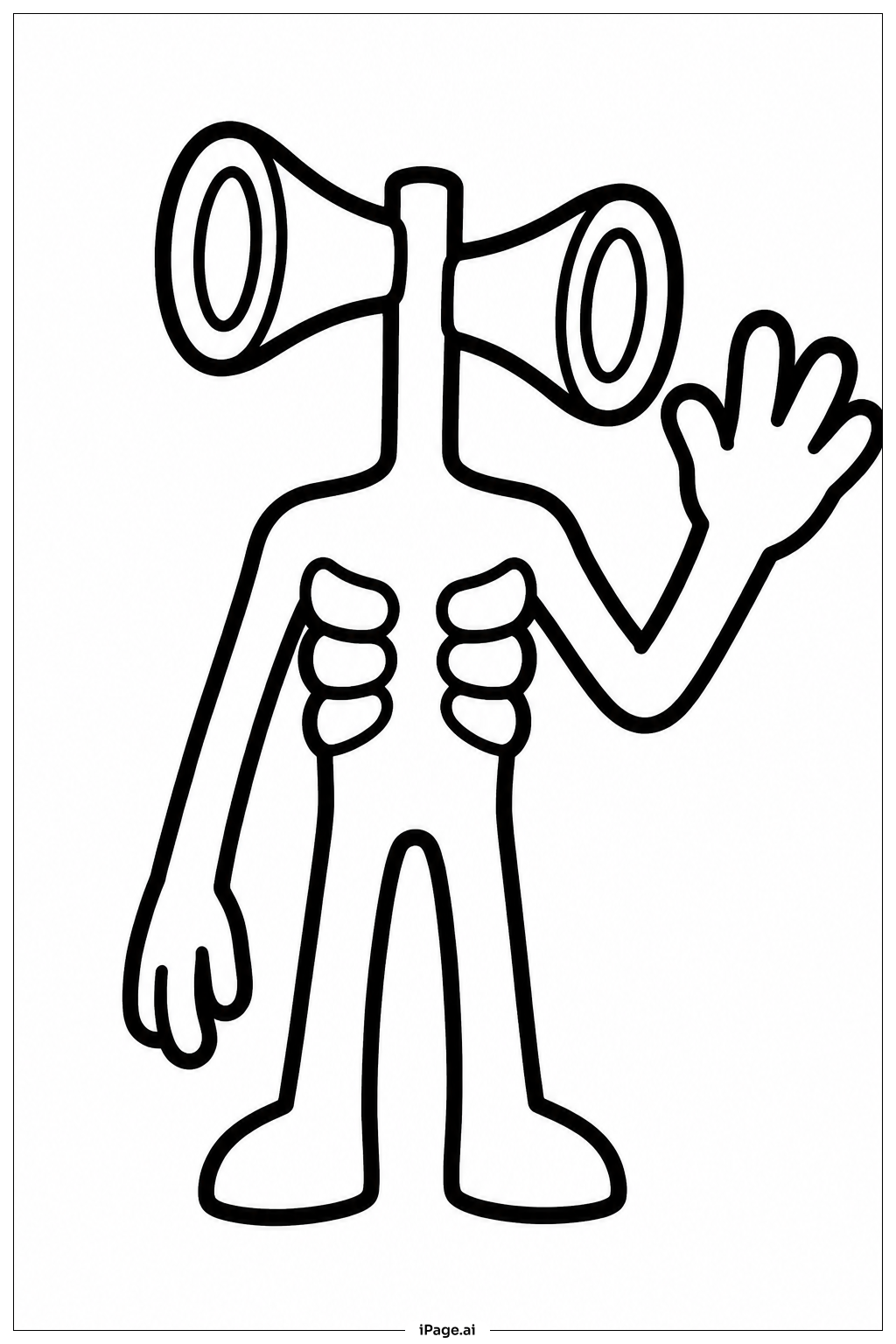  Siren Head Simple Greeting Coloring Page 