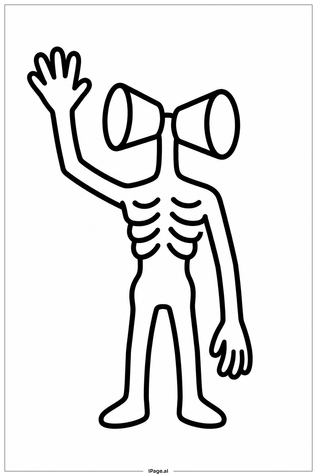  Siren Head With Raised Arm Coloring Page 