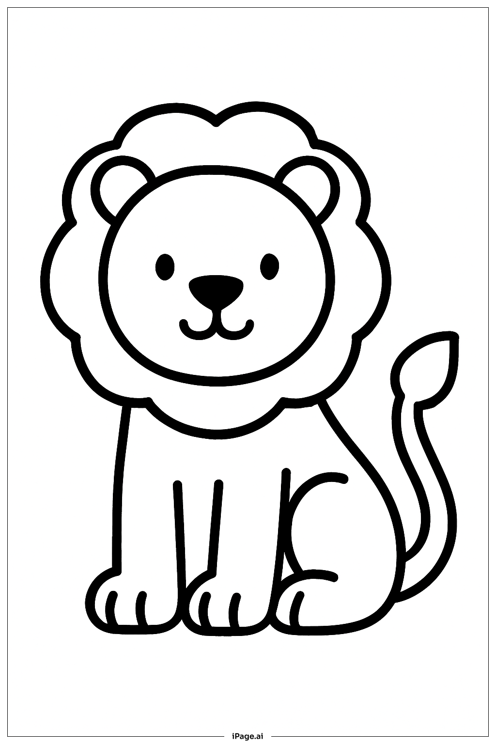  尾を持つ座ったライオンの塗り絵ページ 