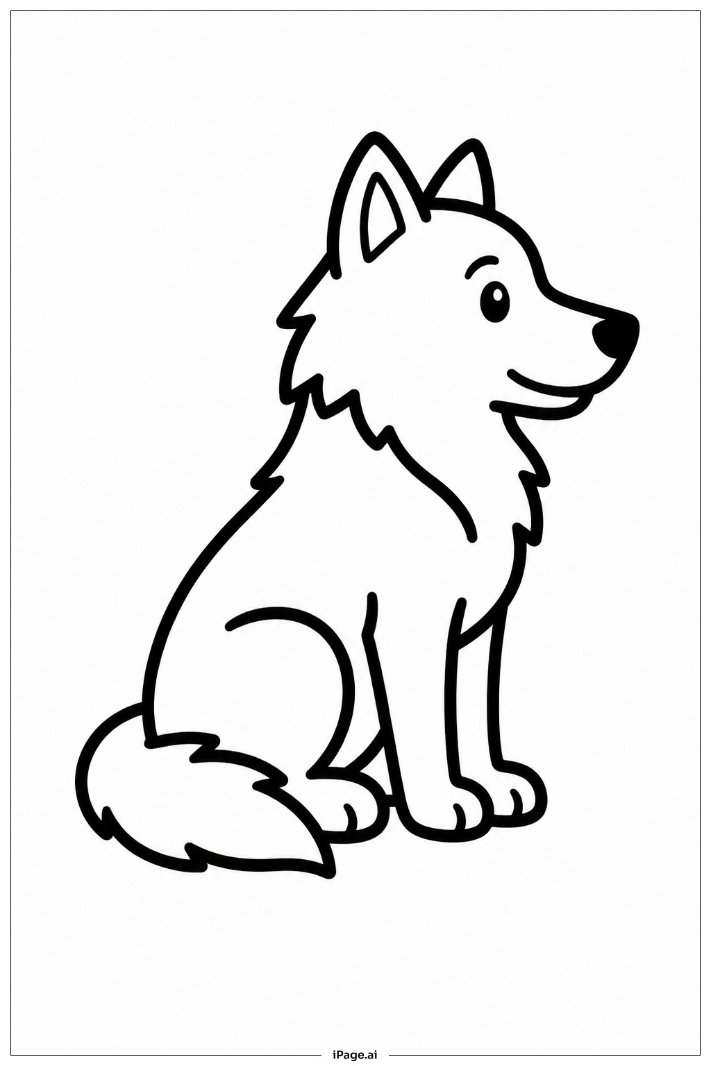 Sitting Wolf Profile Coloring Page