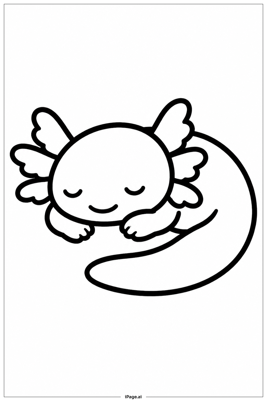 眠るアホロートルの塗り絵ページ