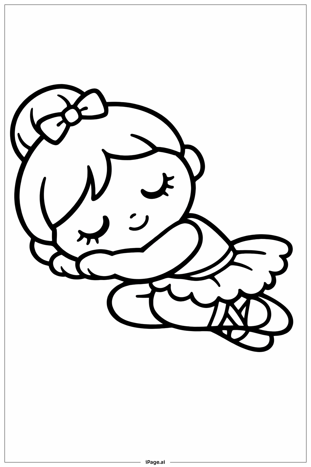 Schlafende Ballerina-Puppe Ausmalseite