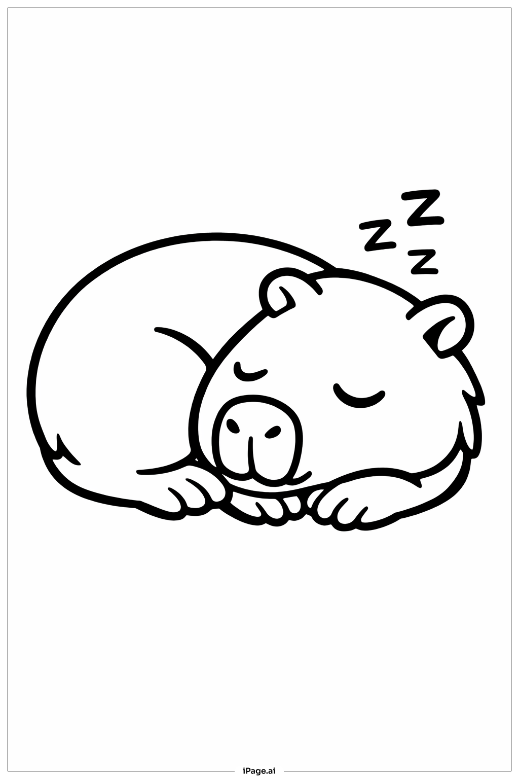  Página para colorir de Capivara Dorminhoca 