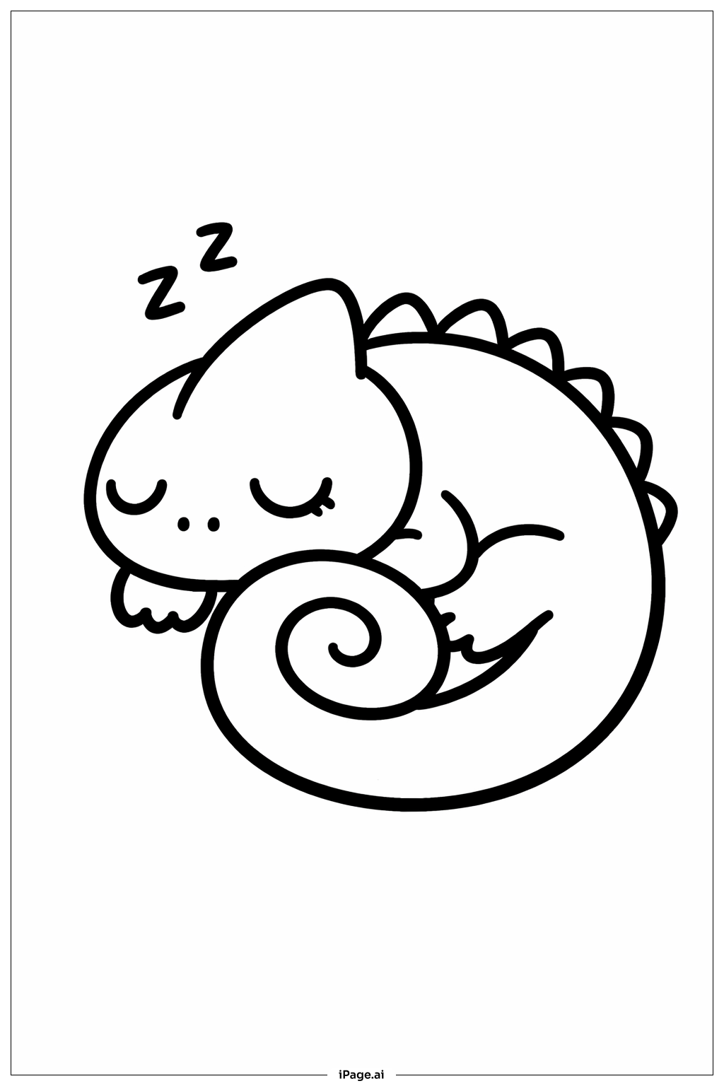 Page de coloriage Caméléon endormi