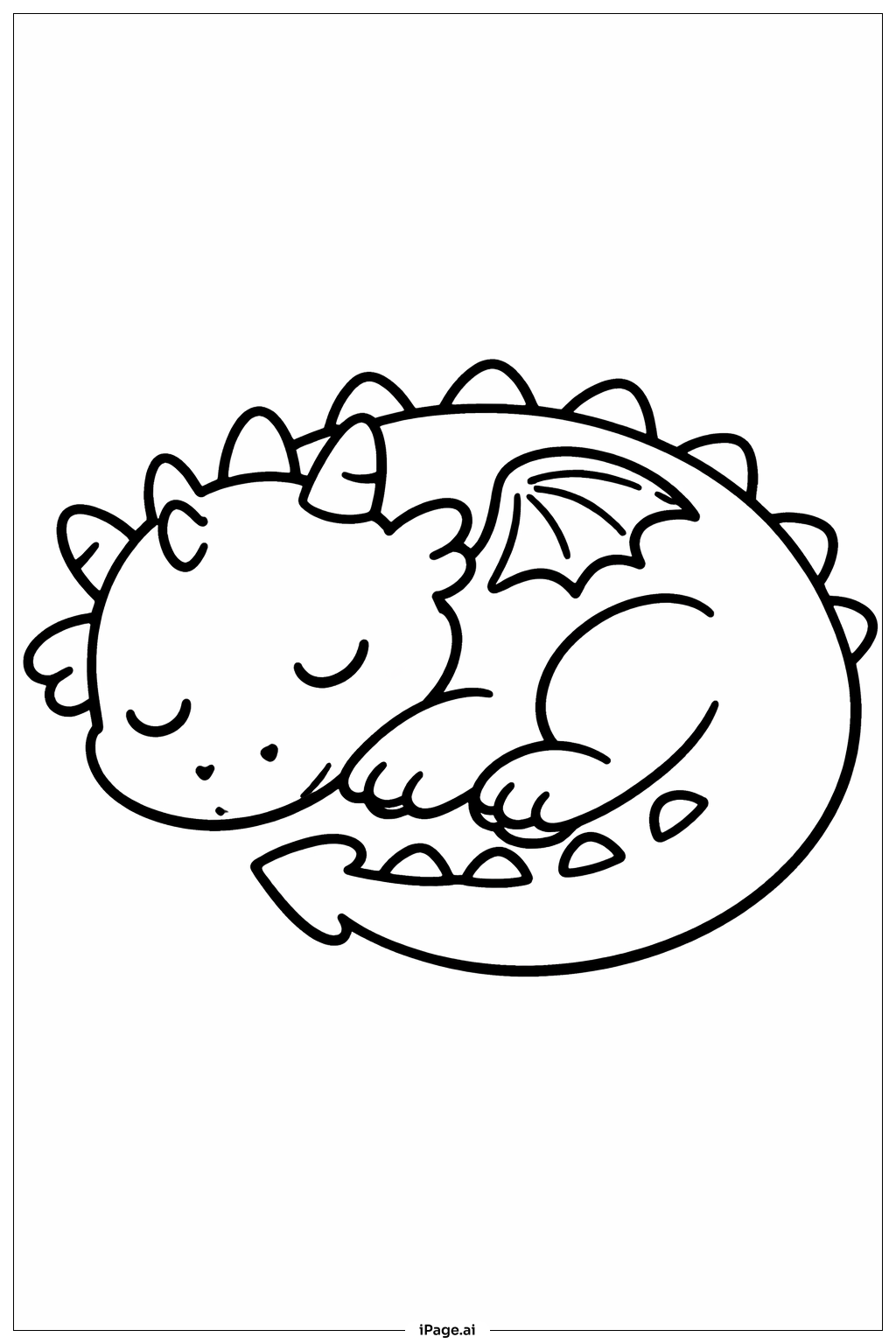  Página para colorir de Dragão Adormecido Enrolado 