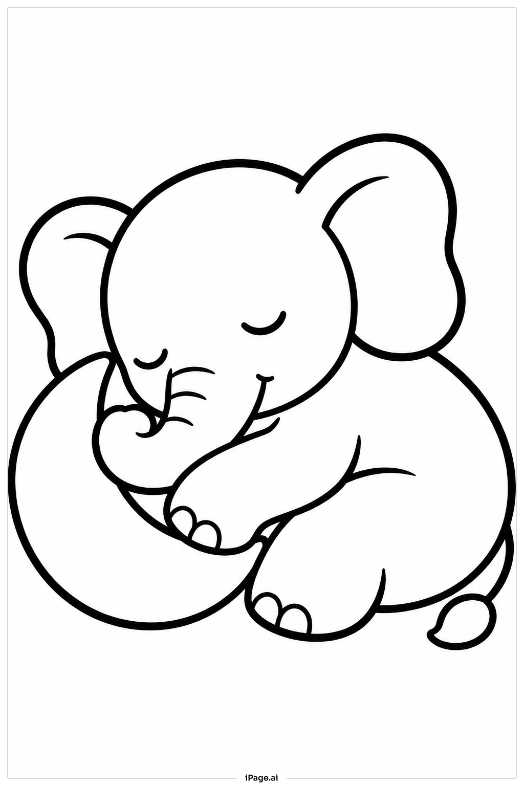 Sleeping Elephant Coloring Page