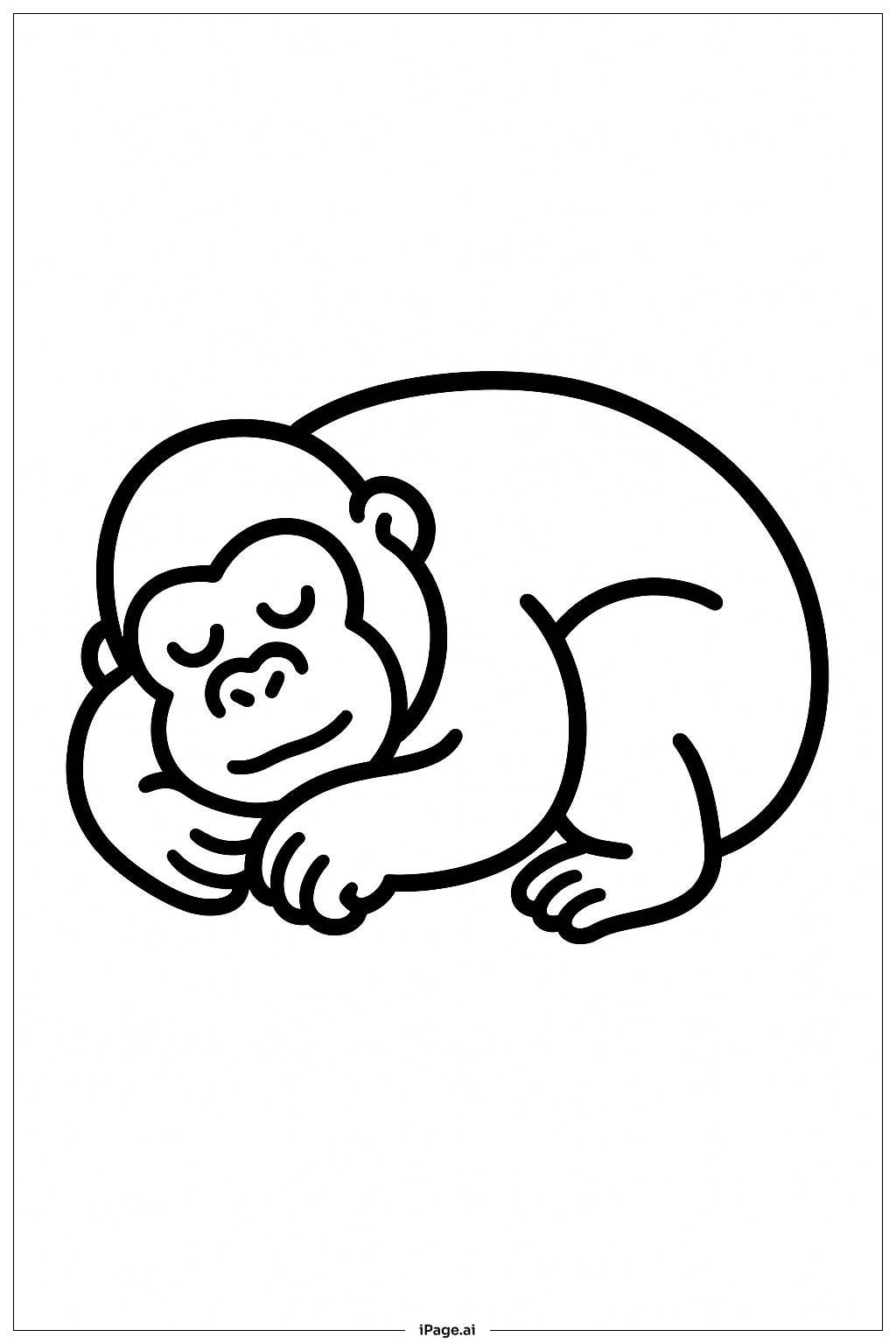  Page de coloriage Gorille endormi recroquevillé 