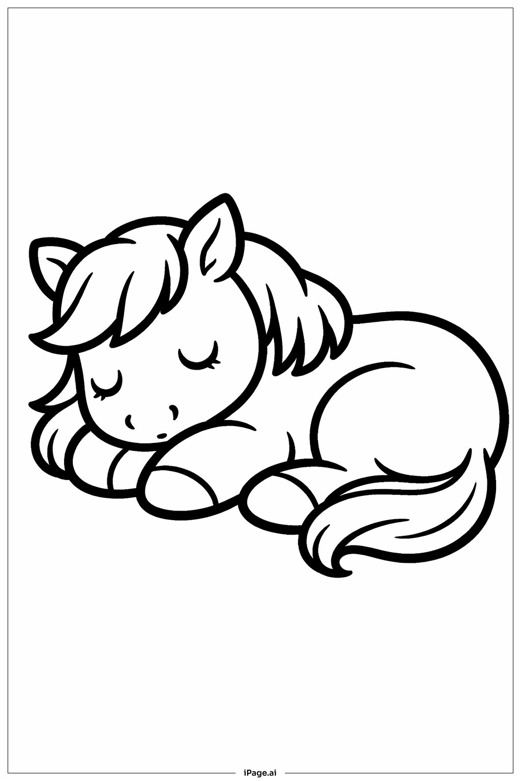 Sleeping Horse Curl Coloring Page