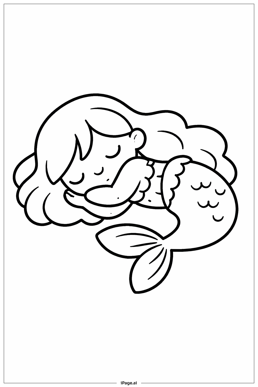 Sleeping Mermaid Coloring Page