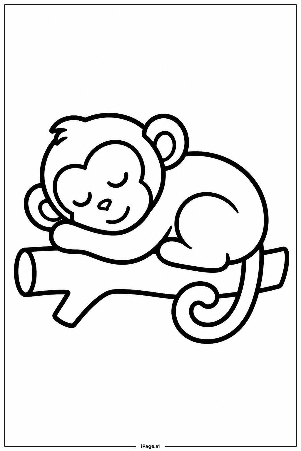 Page de coloriage Singe Endormi sur une Branche