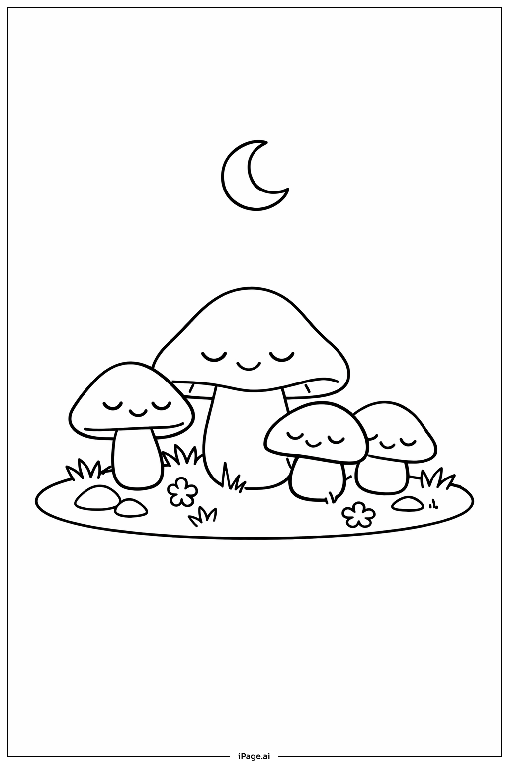  Schlafende Pilzfamilie Ausmalseite 