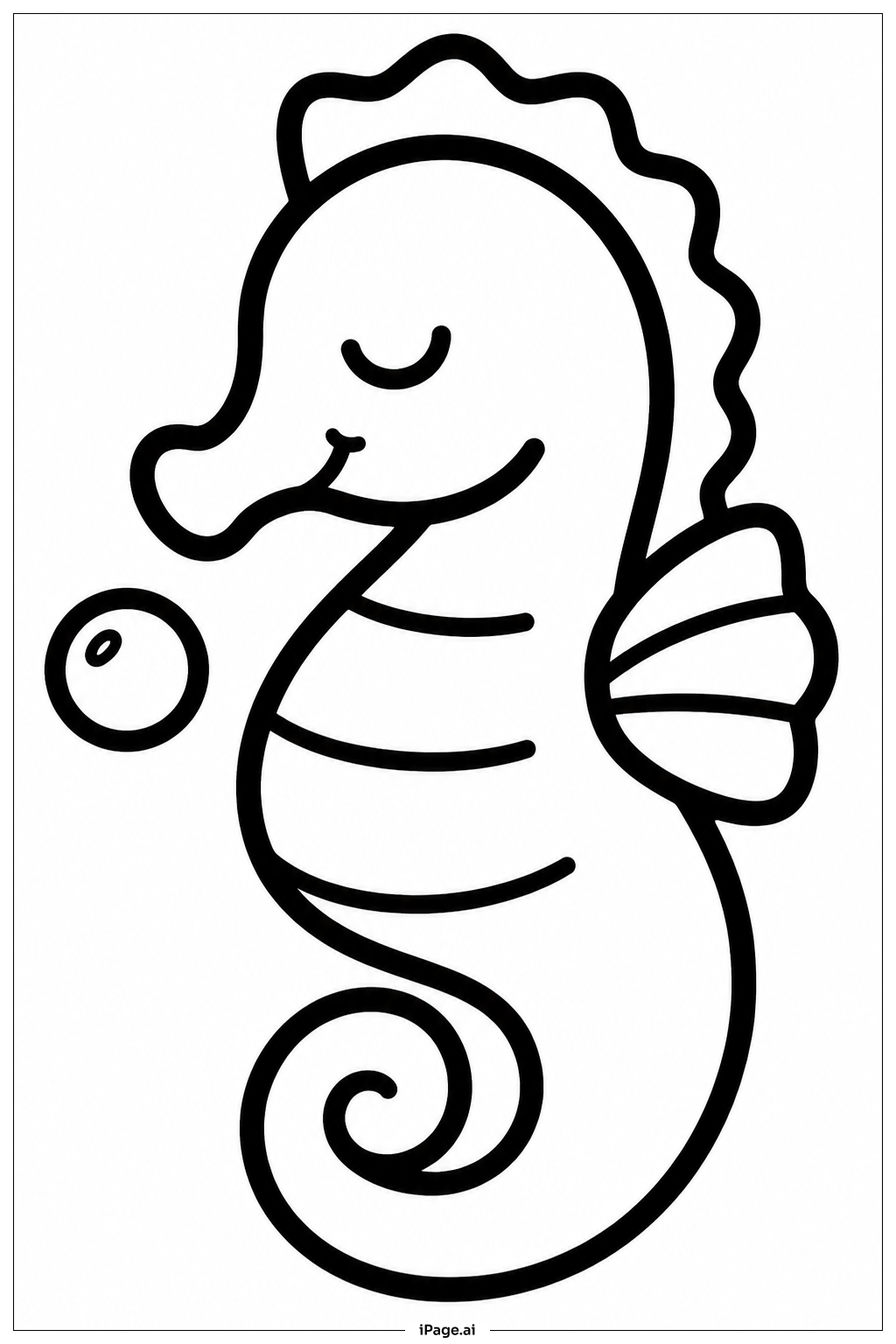 眠るタツノオトシゴの塗り絵ページ