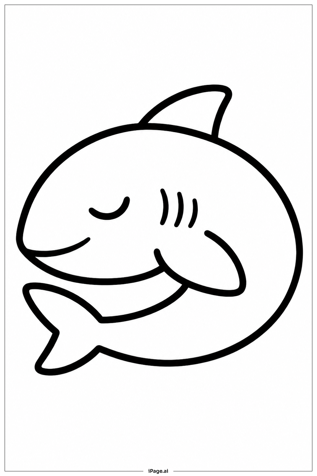 眠るサメの塗り絵ページ